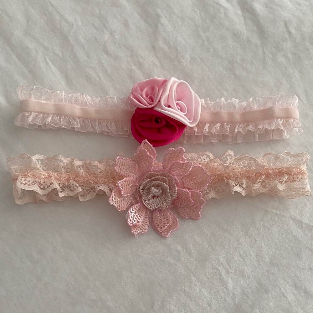 Pink Floral Kids Headband Set